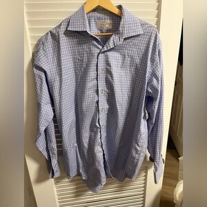 Lorenzo Uomo Blue and White Checkered Shirt
